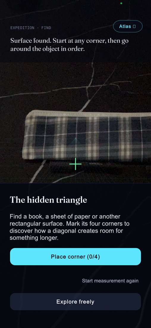 Expedition screen: The hidden triangle, surface found, place the first corner