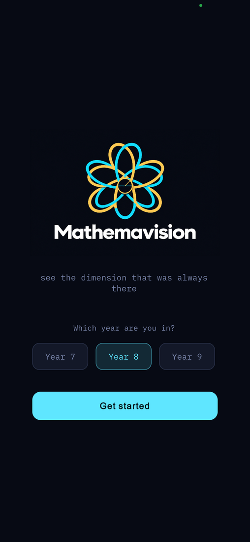Start screen: choose Year 7, 8 or 9